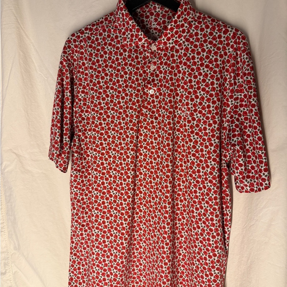 Rhoback Red Polo Shirt with Floral Print